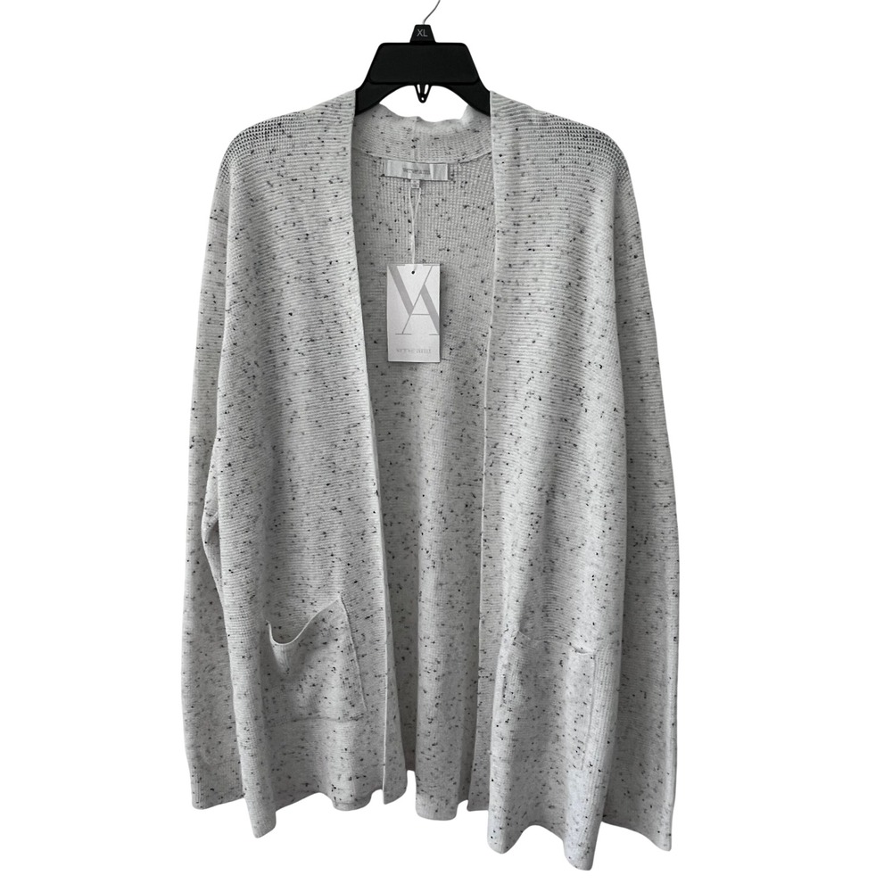 NWT Verve Ami Women XL Open Front Cardigan Ivory Combo Speckled Casual Workwear